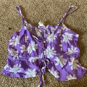 Purple floral crop top